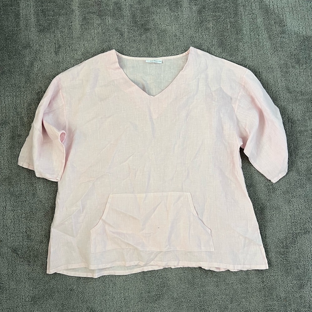 Bryn Walker Pink 1/2 Sleeve Linen Tunic Top